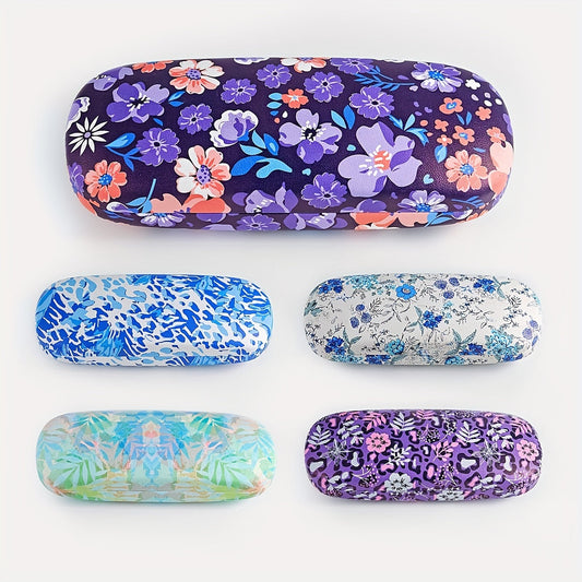 Fashionable Women's Glasses Case with Flower Print, Lightweight and Portable