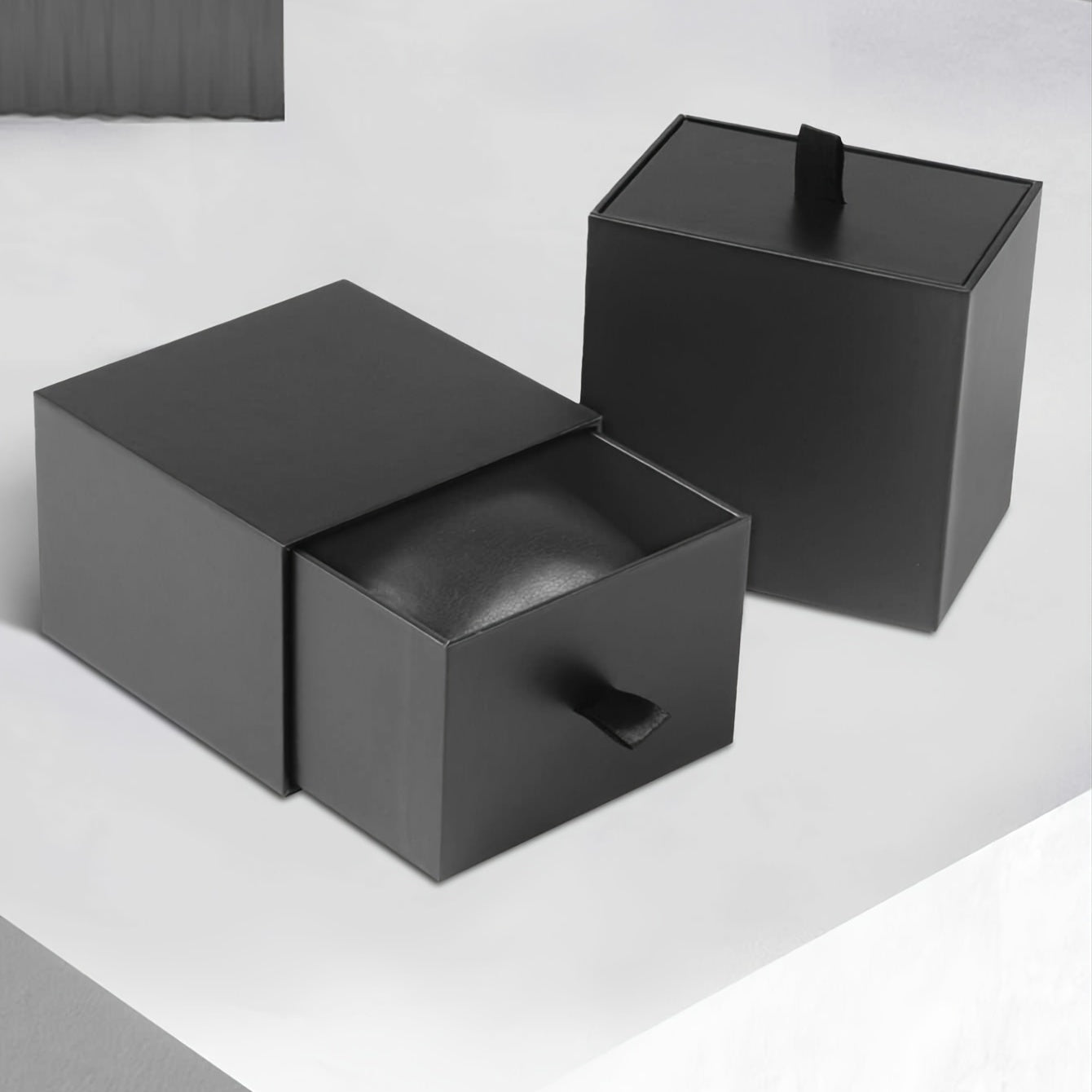 Beautiful black gift box for a watch that can be easily removed