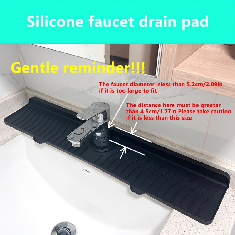 1 Piece Silicone Faucet Drain Pad for Kitchen Sink - Non-Slip Countertop Protector, Anti-Splash Water Catcher Mat, Soap & Cup Rest, Flexible Mat for Drying Sink Faucet