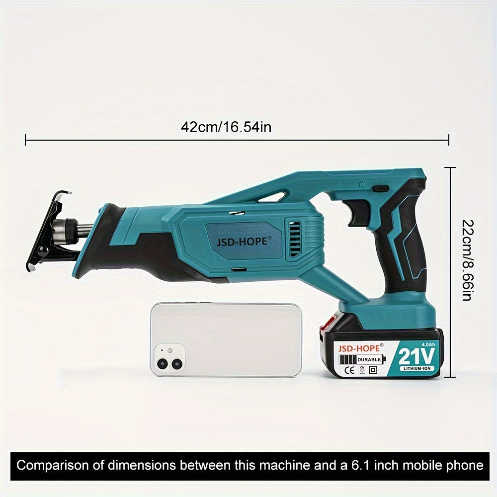 JSD-HOPE Cordless Reciprocating Saw with European Standard Plug, Durable PPSU Material, Rechargeable 18650 Battery Included (No Chainsaw Disc Blade)