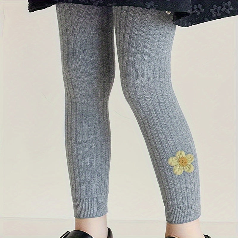 Cotton blend floral knit pantyhose, hand wash only, perfect for toddlers in spring and fall fashion.