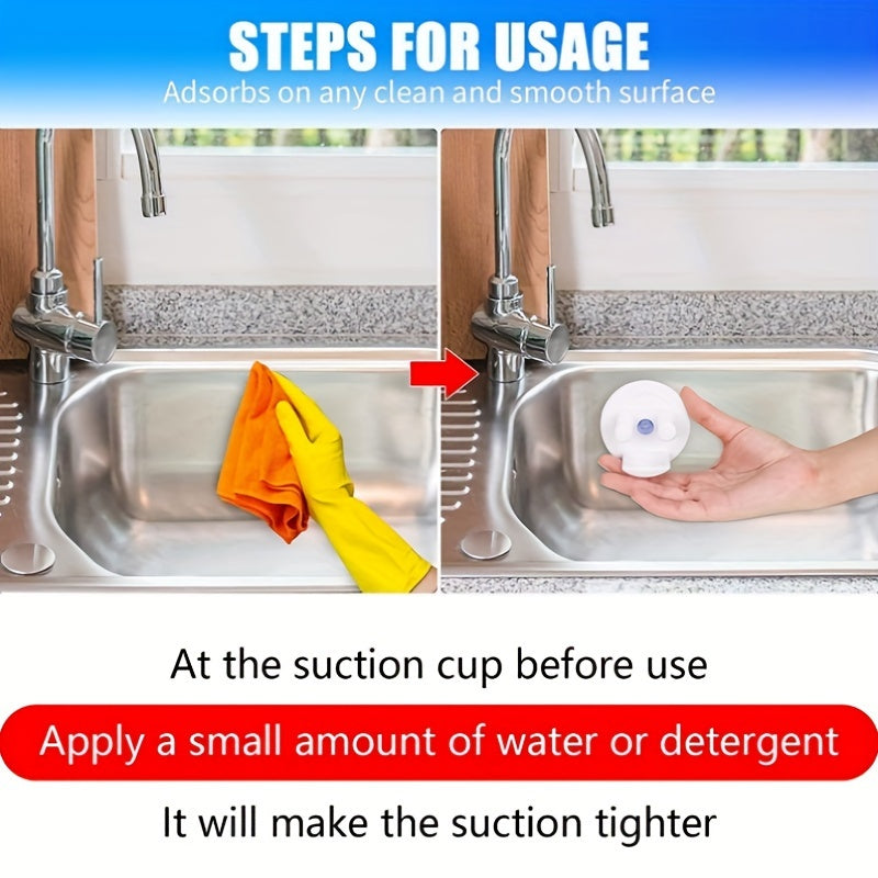 White suction cup sponge holder for kitchen/bathroom sink, self draining and aesthetic home decor.