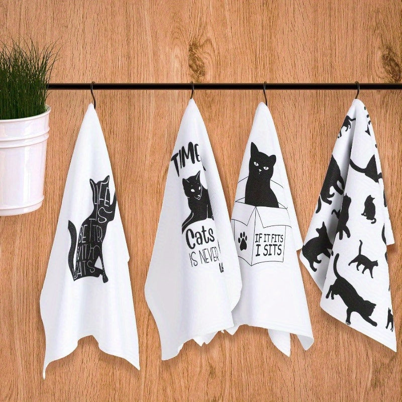 These comical cat-themed kitchen towels measuring 45.72X66.04 cm are ideal for housewarming, birthdays, and Christmas. They are absorbent dish towels that make a charming gift for those who adore pets.