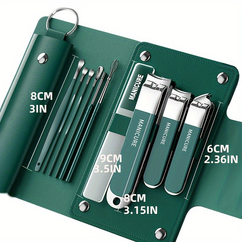 10pcs High-Quality Nail Manicure Tool Set with Travel Package, Including Nail Clippers, Earpick Spoon, and Pedicure Kit