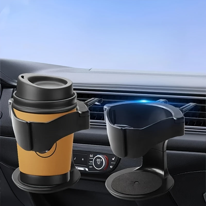 Adjustable PVC car cup holder with sponge base for secure grip, perfect for water bottles and cans, easily installed.