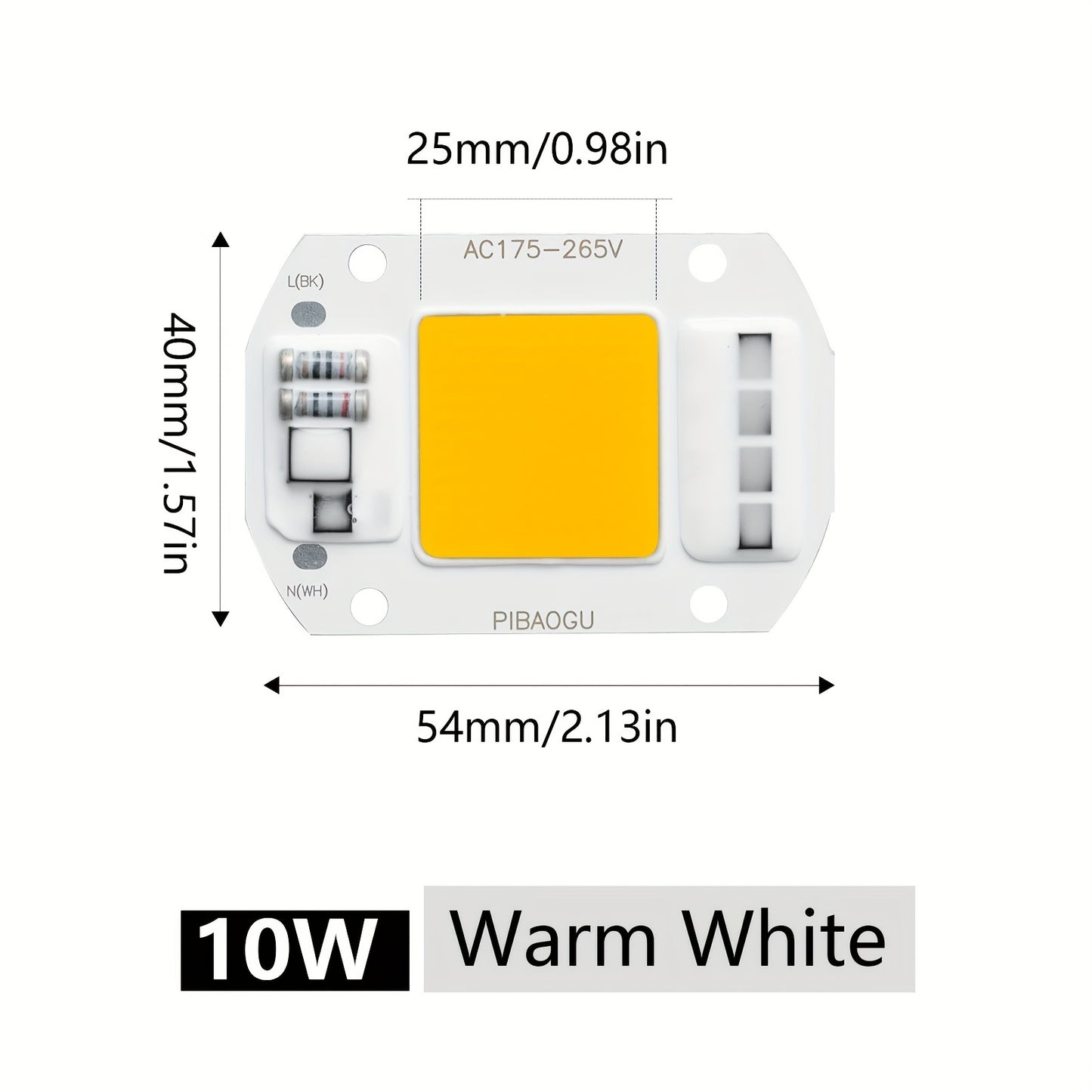 1pc PIBAOGU COB LED Chip, 10W-50W AC189-265V, Indoor Floodlight Spotlight Lamp Beads, Driverless, DIY Lighting Fixture