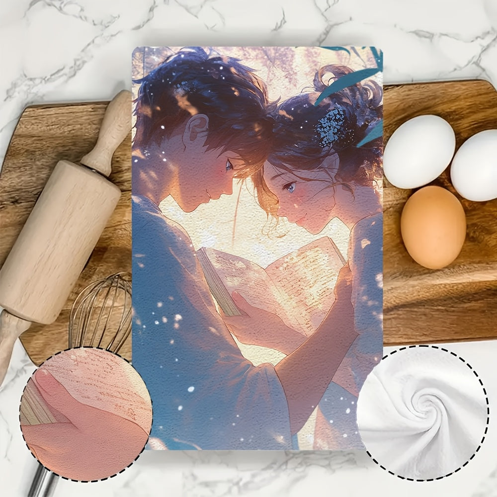 This set includes 2 incredibly soft kitchen towels, designed to share in the creation of our love story. These highly absorbent dish towels are ideal for holiday decorating, and can be easily cleaned in the washing machine. Each towel measures