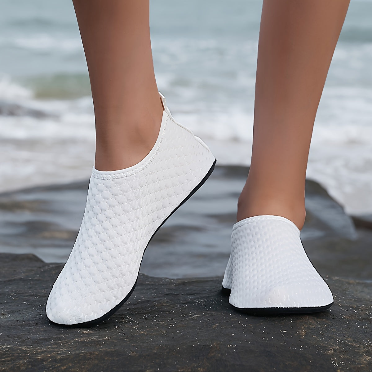 Durable slip-on water shoes for women, perfect for swimming, surfing, boating, fishing, and beach activities.