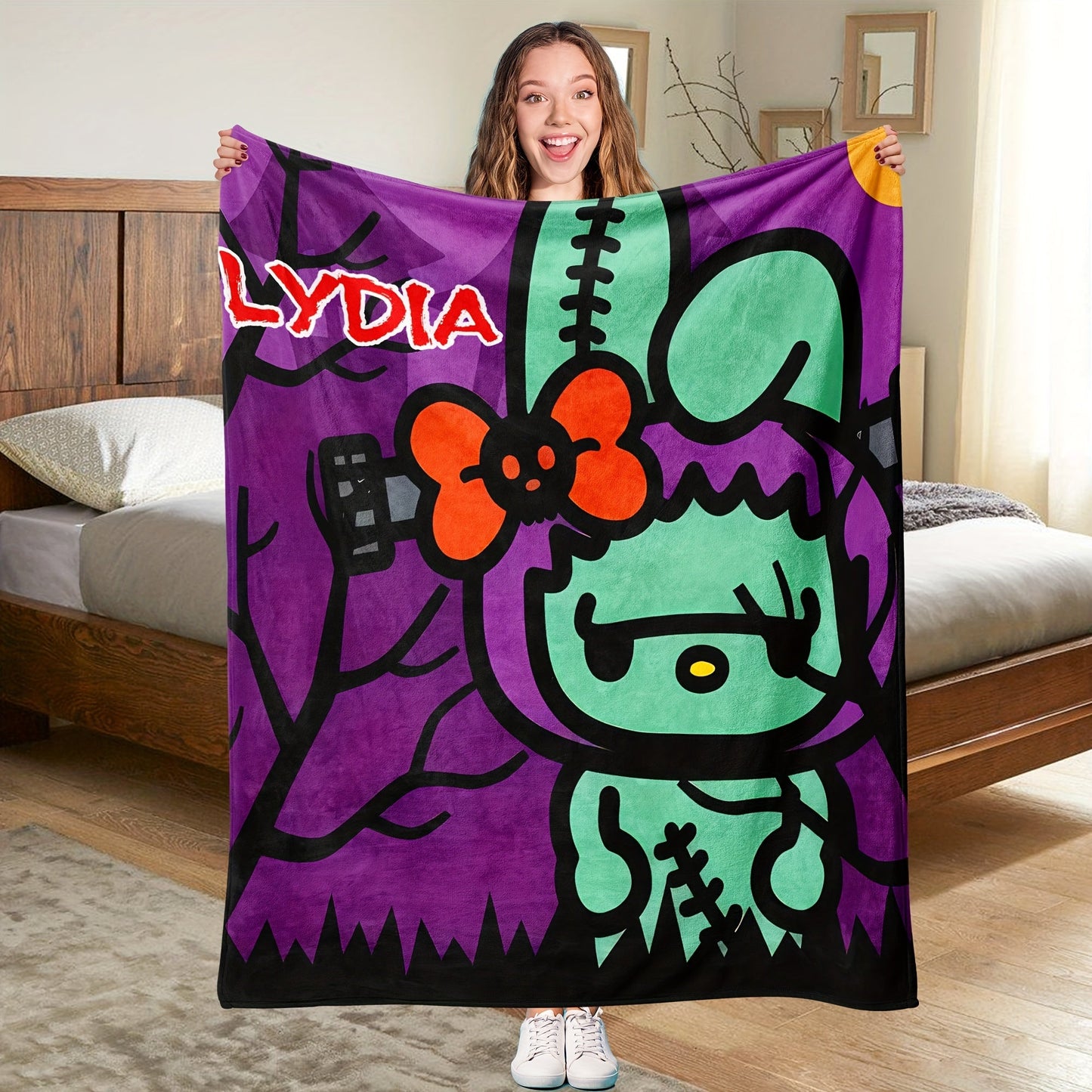 Stay Warm and Cozy with the Sanrio Melody Ultra-Soft Flannel Throw Blanket - Ideal for All Seasons, Featuring a Vibrant Digital Print, Great for Camping or Snuggling Up in Bed