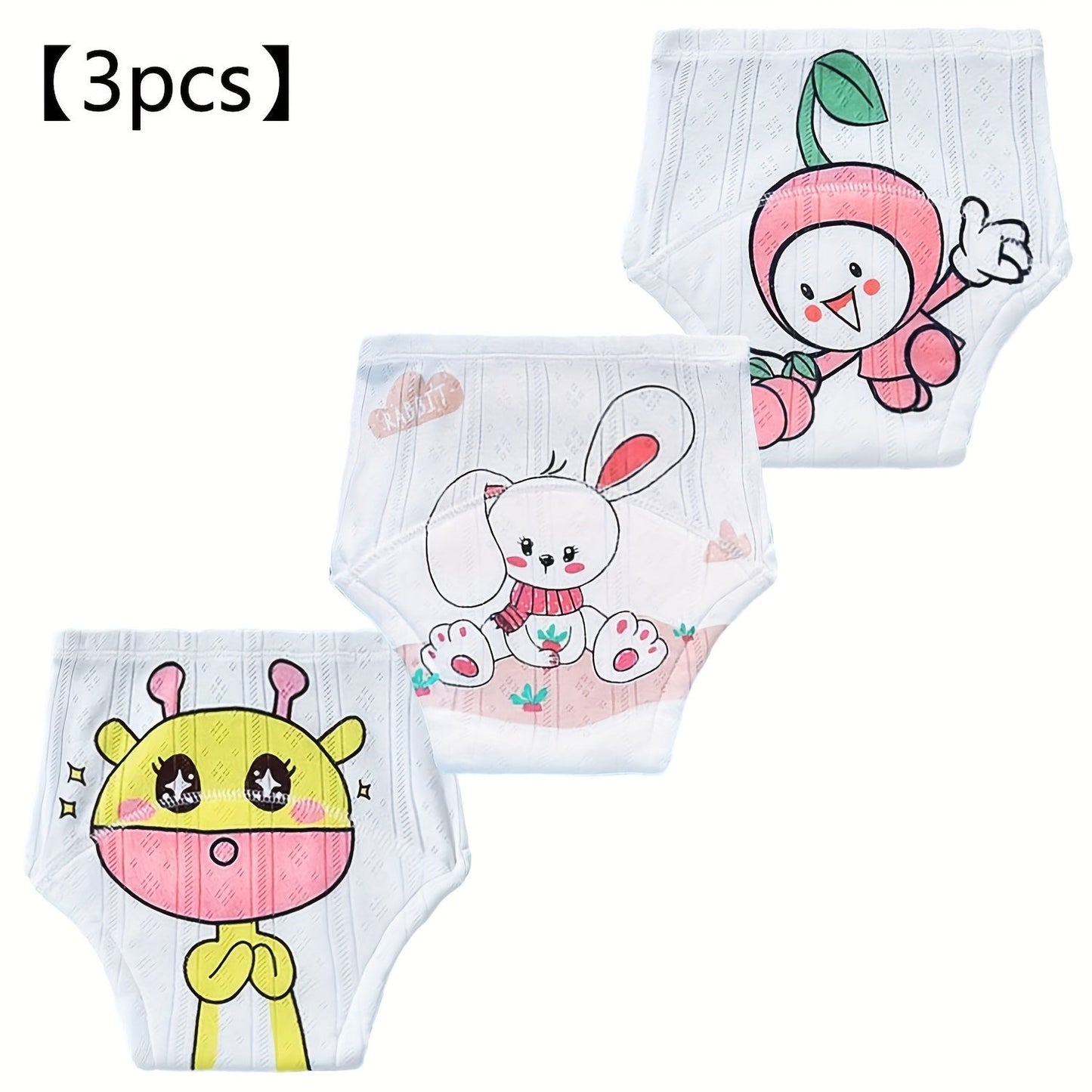 Three soft and absorbent training diapers designed for boys and girls - featuring a breathable, leak-proof design with a cute cartoon astronaut pattern. The perfect holiday gift for potty training!