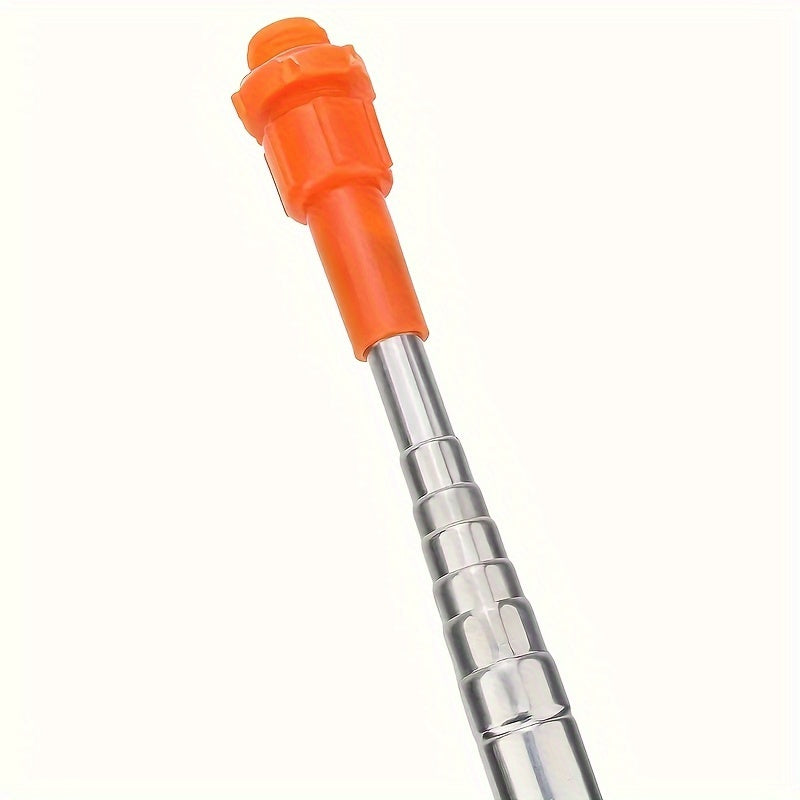 Durable stainless steel extension rod for efficient watering and spraying in the garden.