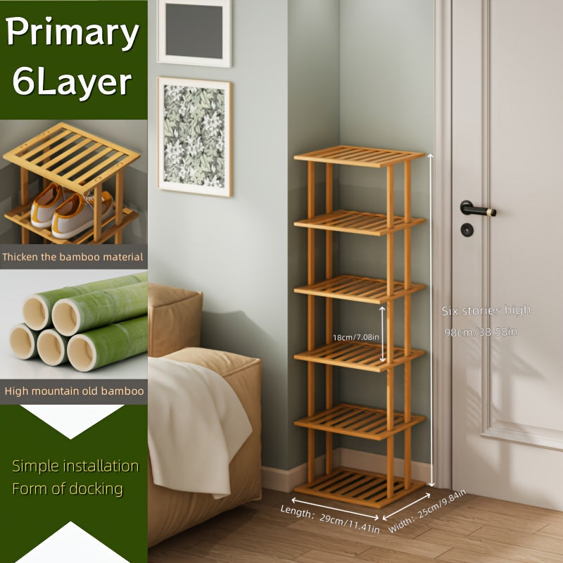 The bamboo shoe rack is crafted from high-quality moso bamboo sourced from high-mountain regions. With 3 to 8 customizable layers, this rack is easy to install, disassemble, and reassemble whenever needed. Perfect for small entryways, it provides a