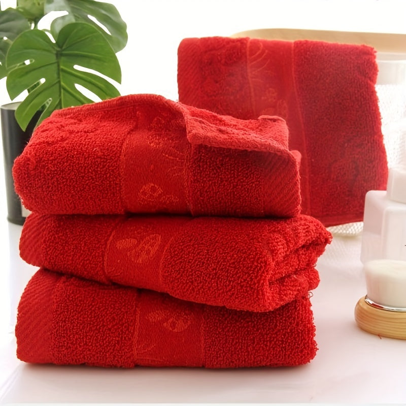 Cotton hand towel set for travel, gym, camping, sports, or as a gift. Soft, thick and fast drying. Size: 33*73cm (12.99*28.74 inch). Perfect for New Year, Spring Festival, or weddings.