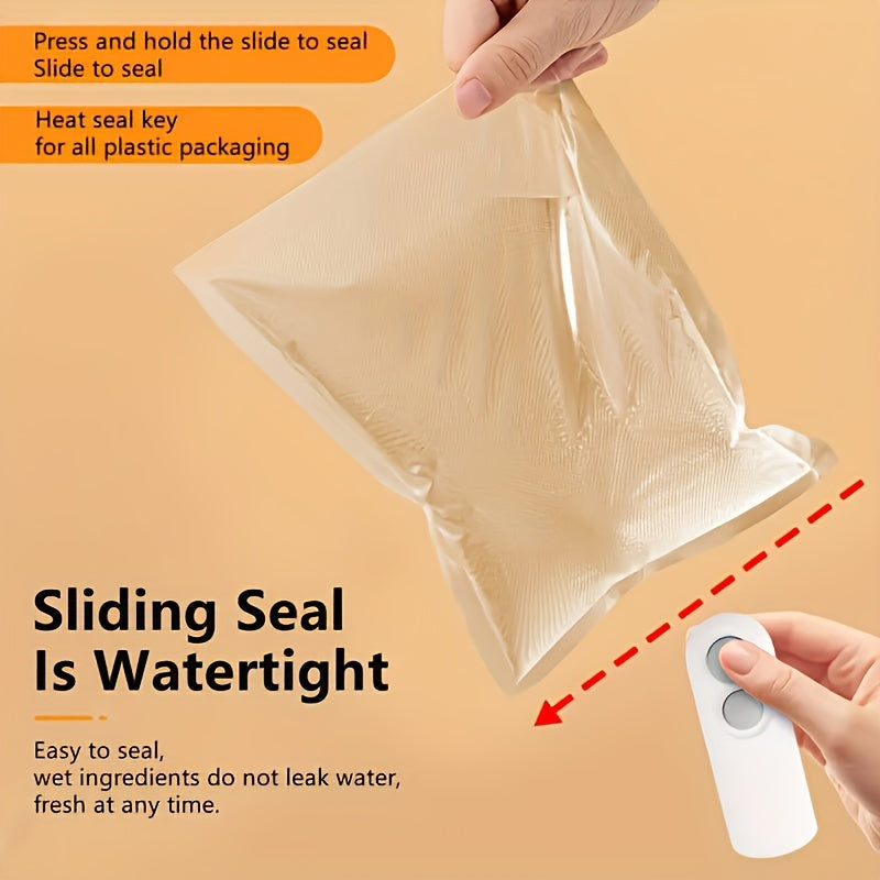 Enjoy Relaxation at Home with the Compact Portable Snack Sealer - Easily Seal Plastic Bags with USB Rechargeable Handheld Machine, 150mAh Lithium Battery, Ideal for Food Storage & Home Use, Includes Bag Clips