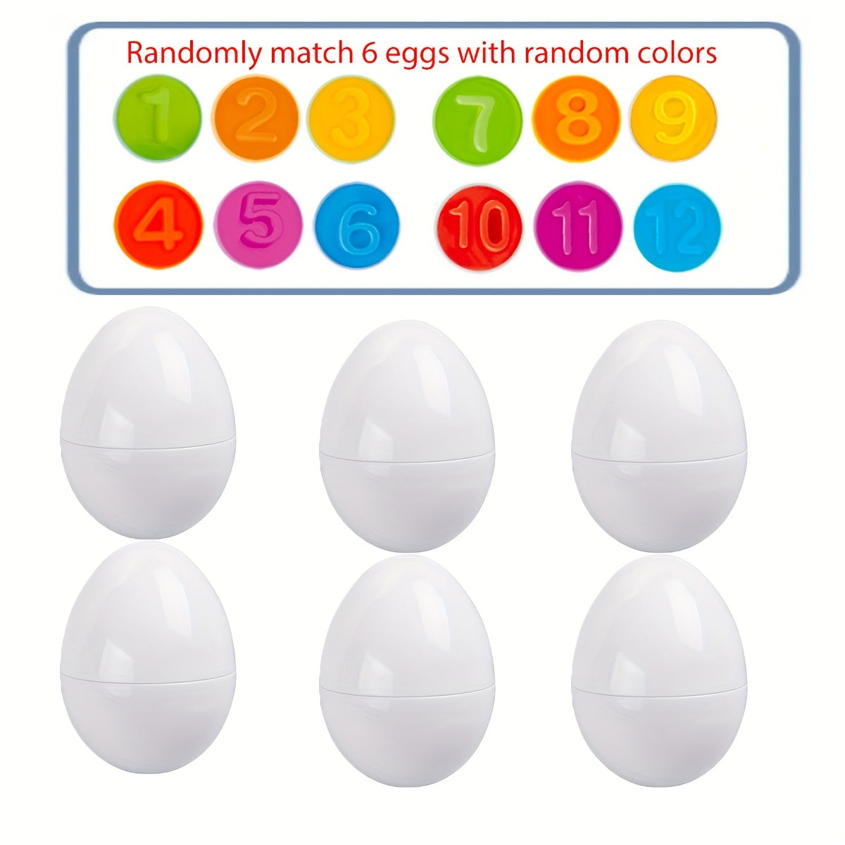 Interactive Egg Matching Game for Kids - Set of 6 with Numbers & Shapes, Enhances Fine Motor Skills & Sensory Development, Educational Toy for Boys & Girls, Great Birthday or Holiday Present, Enhances Matching Skills and Classification Abilities for