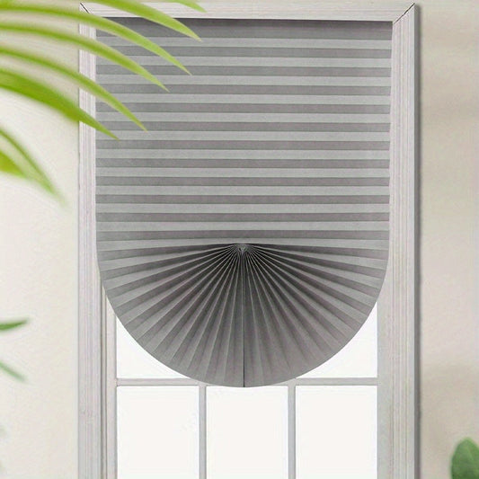 Cordless Grey Pleated Paper Window Shades for Room Darkening with Light Filtering Fabric, Ideal for Office, Living Room, or Bedroom. Thermal Insulated for Energy Efficiency, Simple to Cut and Install.