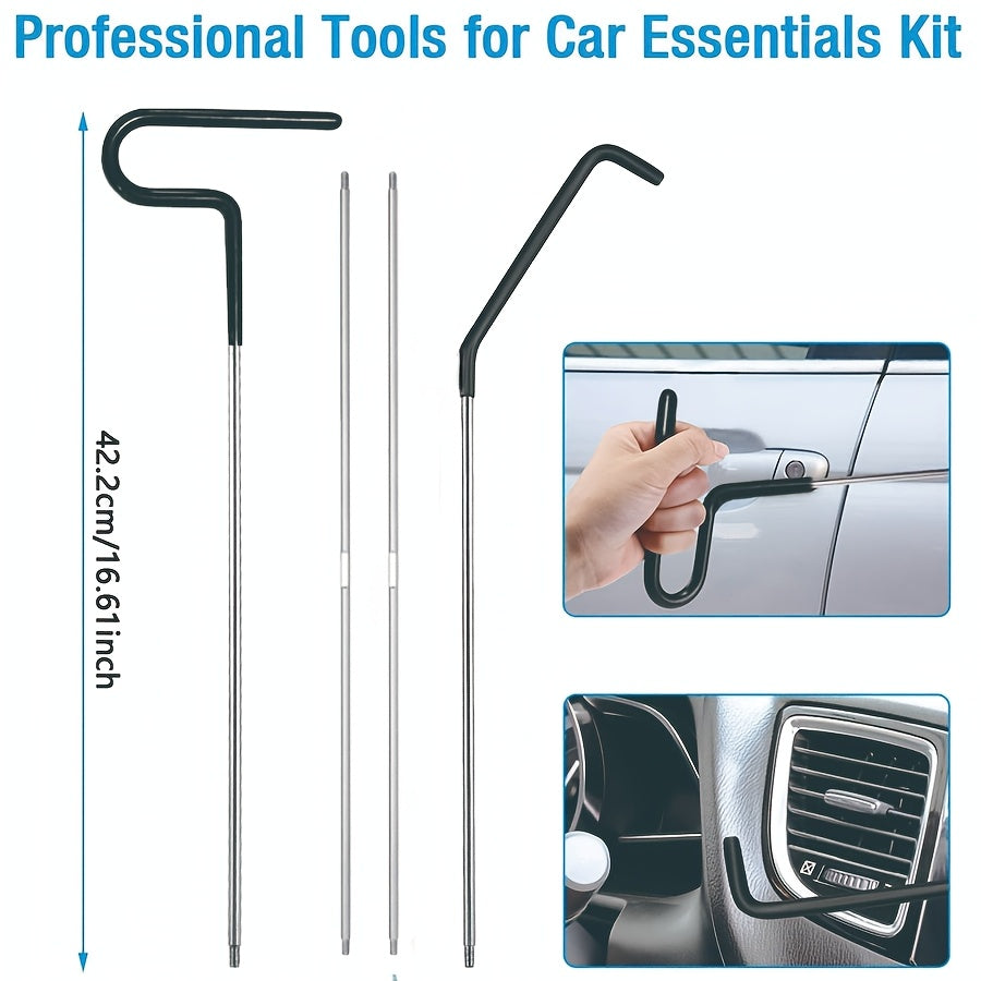 Car door repair air cushion tool kit with long reach grabber for emergency unlocking.