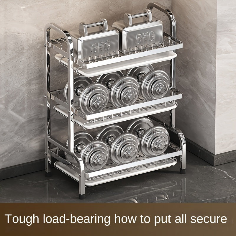 1pc Stainless Steel Kitchen Organizer - 2-tier Dish Rack with Draining System for Efficient Storage, Ideal for Modern Kitchens