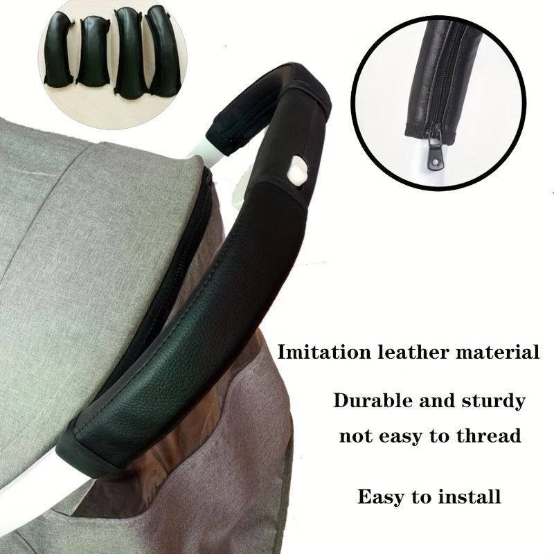 Popular Choice: Premium Faux Leather Stroller Armrest Cover - Easily Removable, Protects and Enhances Handlebar on Baby Carriages