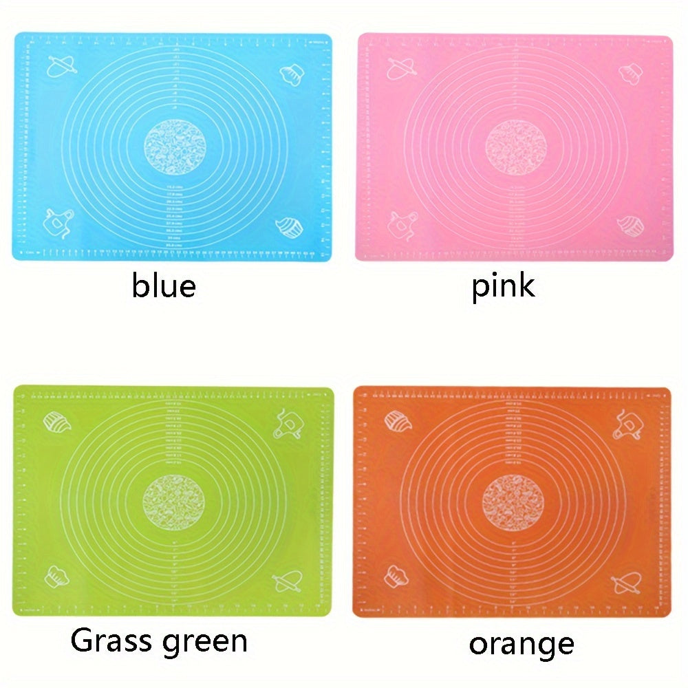 Silicone Pastry Mat Set: Includes one non-stick baking mat, counter mat, and pastry board for rolling dough. Perfect for bread, candy, and cookie making. Comes with free scrapers. Ideal baking tools and kitchen gadgets.