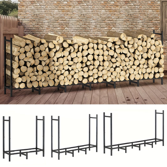 Indoor/Outdoor Adjustable Metal Log Storage Carrier, Heavy-Duty Firewood Rack Holder for Fireplace Wood Organizer, Holds Logs Up to 243.84 cm -1 Pack