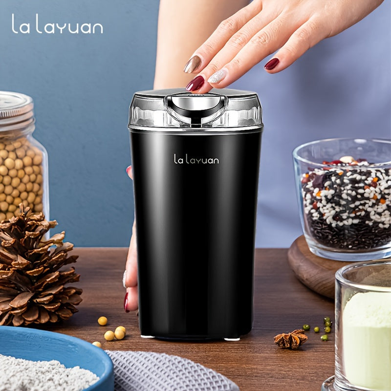 Electric 1-Piece Coffee Bean Grinder with 200W Power - Multifunctional Food Processor and Mixer for Grinding Spices, Nuts, and Espresso Beans. Features One-Touch Push-Button Control, Brush, and Coffee Spoon. Perfect for up to 12 Cups or 2.7oz of coffee.