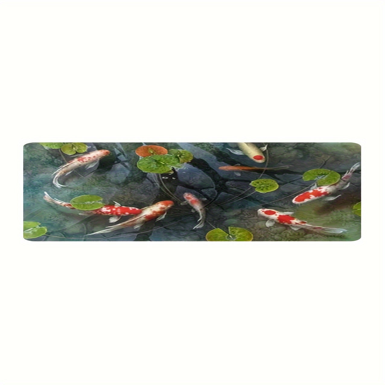 Transform your space with this stunning Koi fish pond design area rug. Made from polyester flannel, this non-slip and washable floor mat is luxuriously soft with a thickness of 1cm. Perfect for the living room, kitchen, or doorway entrance, this