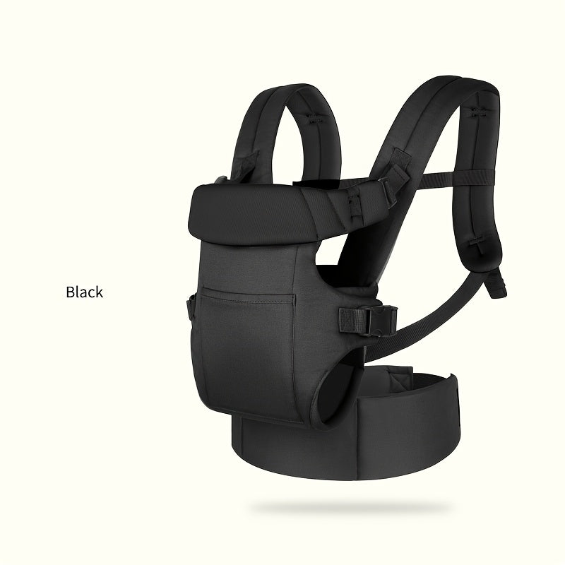 Foldable pad carrier for infants with dual-shoulder straps and thickened waist protection.