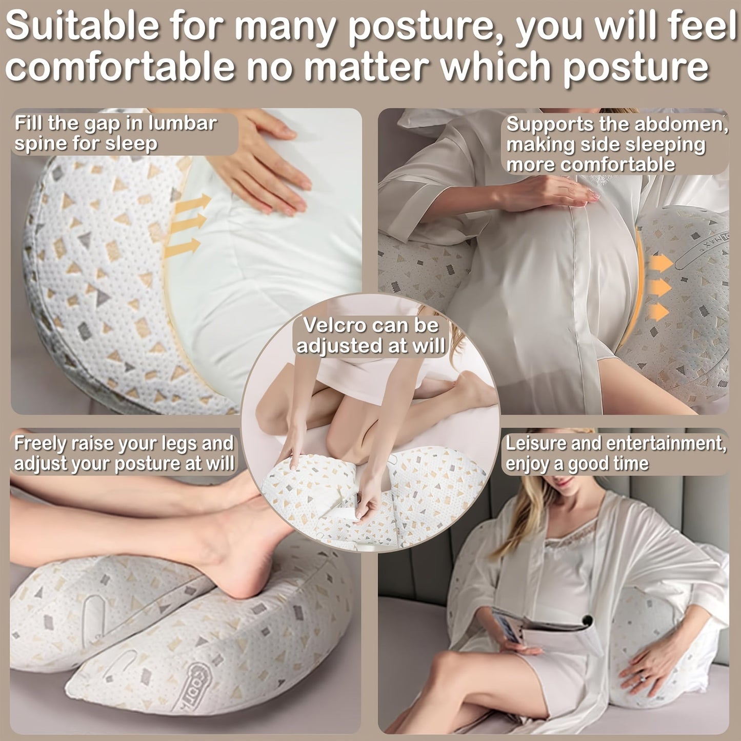 SoftTouch Pregnancy Pillow, featuring a versatile U-Hug design, made from polyester fiber material for ultimate comfort. Provides comfortable support for side sleepers, serving as a maternity cushion for back and belly support.