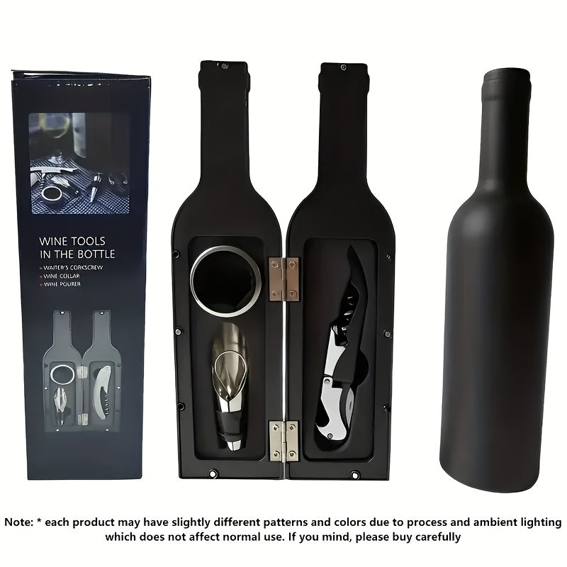 Portable wine opener set: metal and plastic, no electricity needed, perfect for gifting on holidays like Christmas, Valentine's Day, and other special occasions.