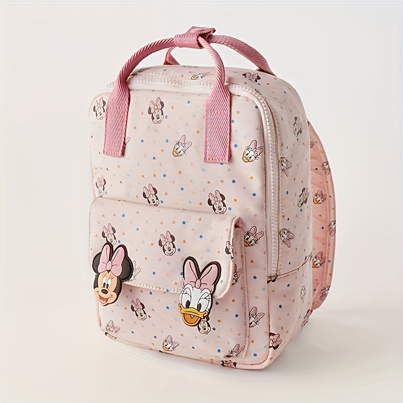 Minnie & Friends Taro Purple Backpack with Large Capacity, Durable Nylon, Adjustable Straps, Fun Cartoon Design, Polka Dots & Charms - Perfect for School & Daily Use