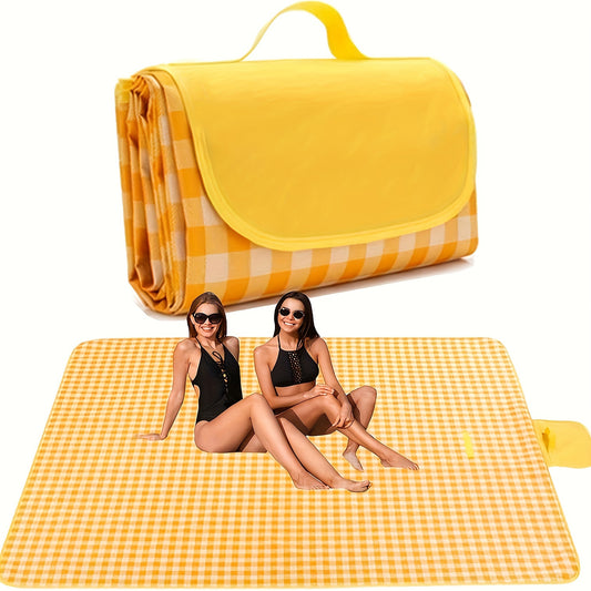 XL outdoor picnic blanket, sandproof, waterproof, checkered design, portable for men and women. Great for BBQ, park, and lawn activities. Size: 198.12cm x 149.86cm (78" x 78").