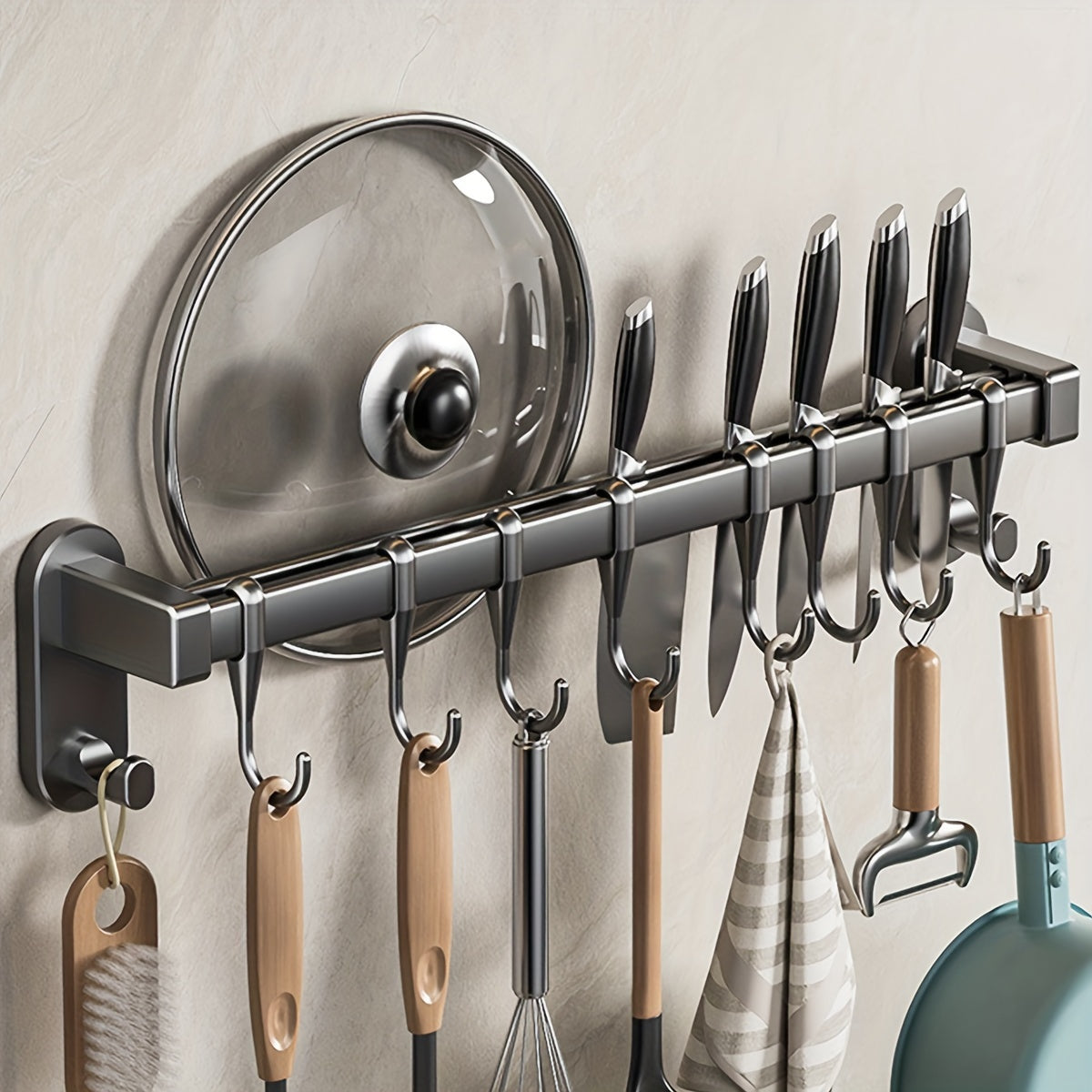 WONGIRL Kitchen Organizer Rack for Chopsticks, Knives, and Seasonings - Easy Installation with Adhesive or Screws