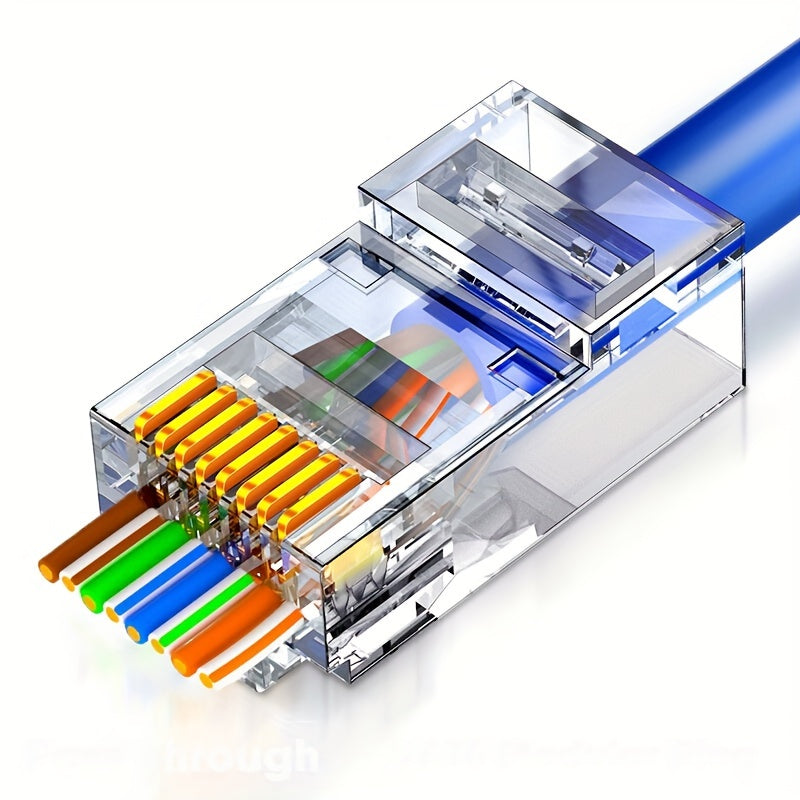 CAT6 RJ45 connectors are perforated crystal heads for unshielded network lines.