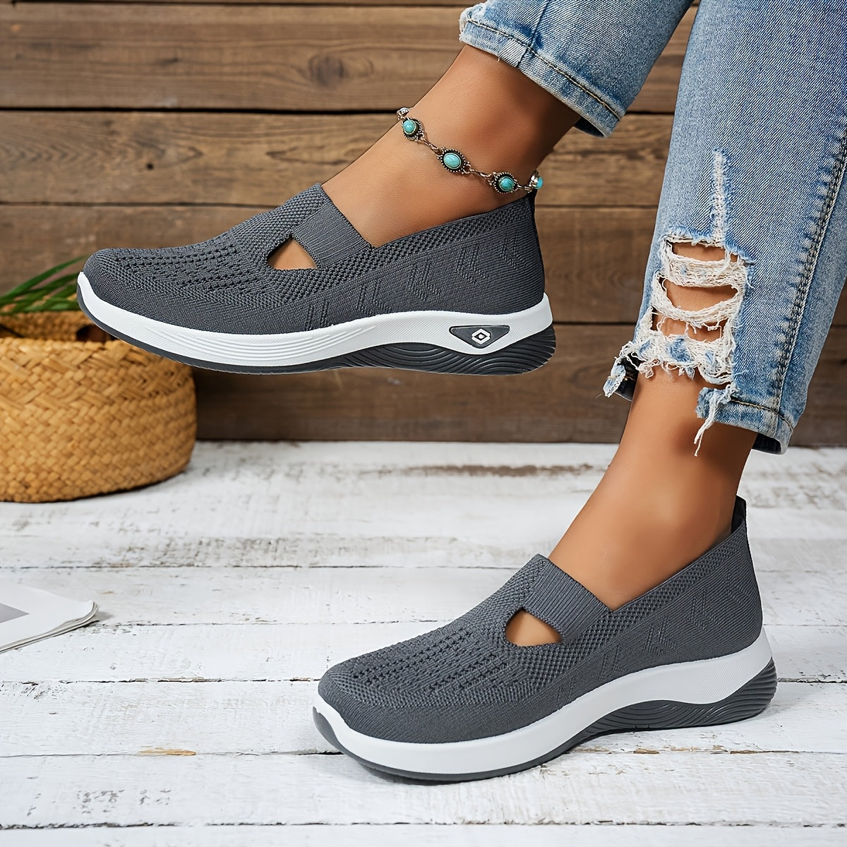 MZMQS Women's Slip-On Sneakers - Lightweight and Breathable with Rubber Sole, Fabric Insole - Versatile All-Season Footwear in Multiple Colors, Hand Washable