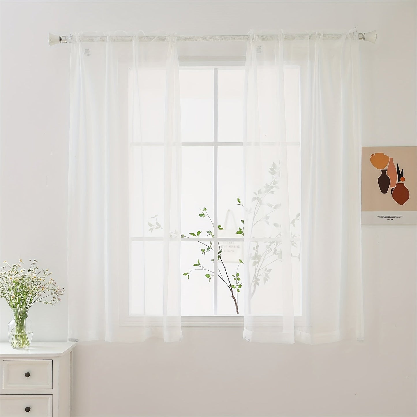 [Top Pick] Add a touch of elegance to your home with these stylish terylene gauze curtains. The two-piece set features a semi-transparent design in a plain color, perfect for creating a breathable and lightweight atmosphere in any room. Hang them with