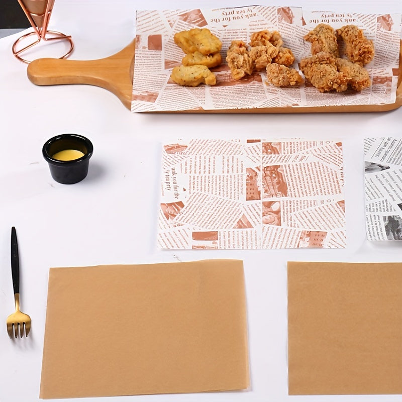 100 pieces of square paper doilies, greaseproof and oil-absorbing sheets for the kitchen. These disposable food-safe baking liners are machine-made fryer liners.