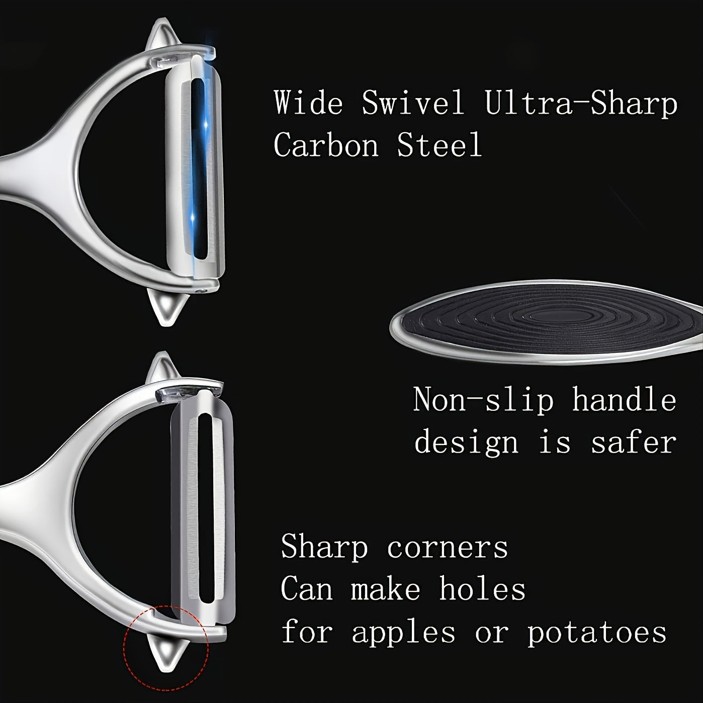 Set of 2 Stainless Steel Vegetable and Fruit Peelers featuring Non-Slip Handles and Sharp Blades - Effortless and Accurate Peeling for Kitchen Essential Kitchen Tools