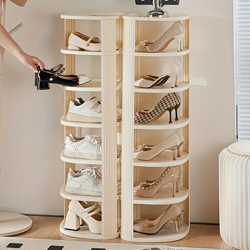 Get organized with our 1pc Multitier Shoe Rack Organizer! This freestanding plastic shoe rack requires no assembly and offers versatile storage for your entryway, bedroom, dorm, or home. With a large capacity, this shoe cabinet will help you keep your