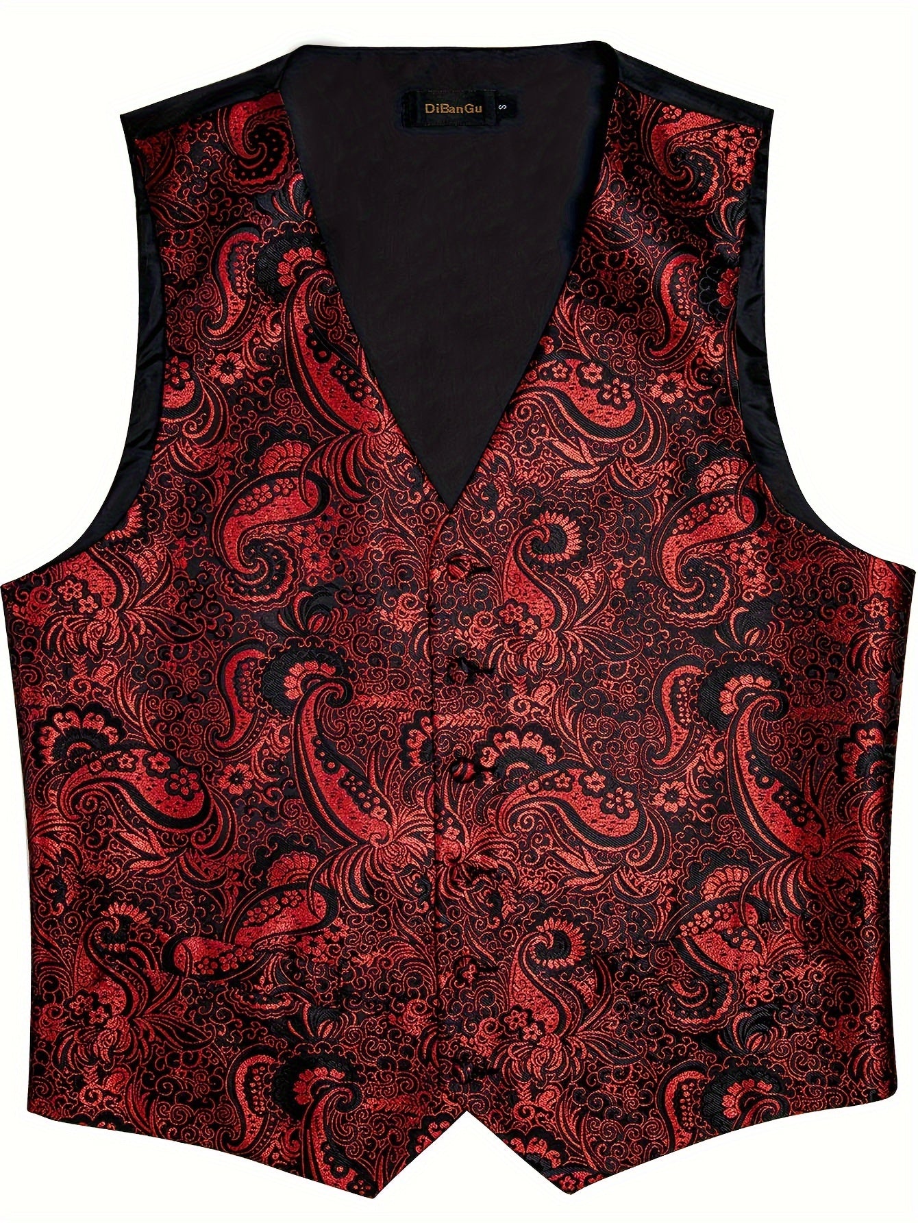 Men's plus size blue waistcoat set includes paisley necktie, cufflinks, and handkerchief. Perfect for formal occasions like weddings.