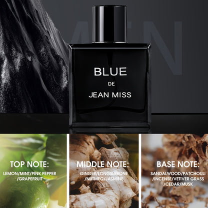 Men's 3-piece Jean Miss Homme Cologne Gift Set features a natural, long-lasting floral scent with no Bisphenol A. Contains 5-15% concentration of fragrance with citrus and woody notes