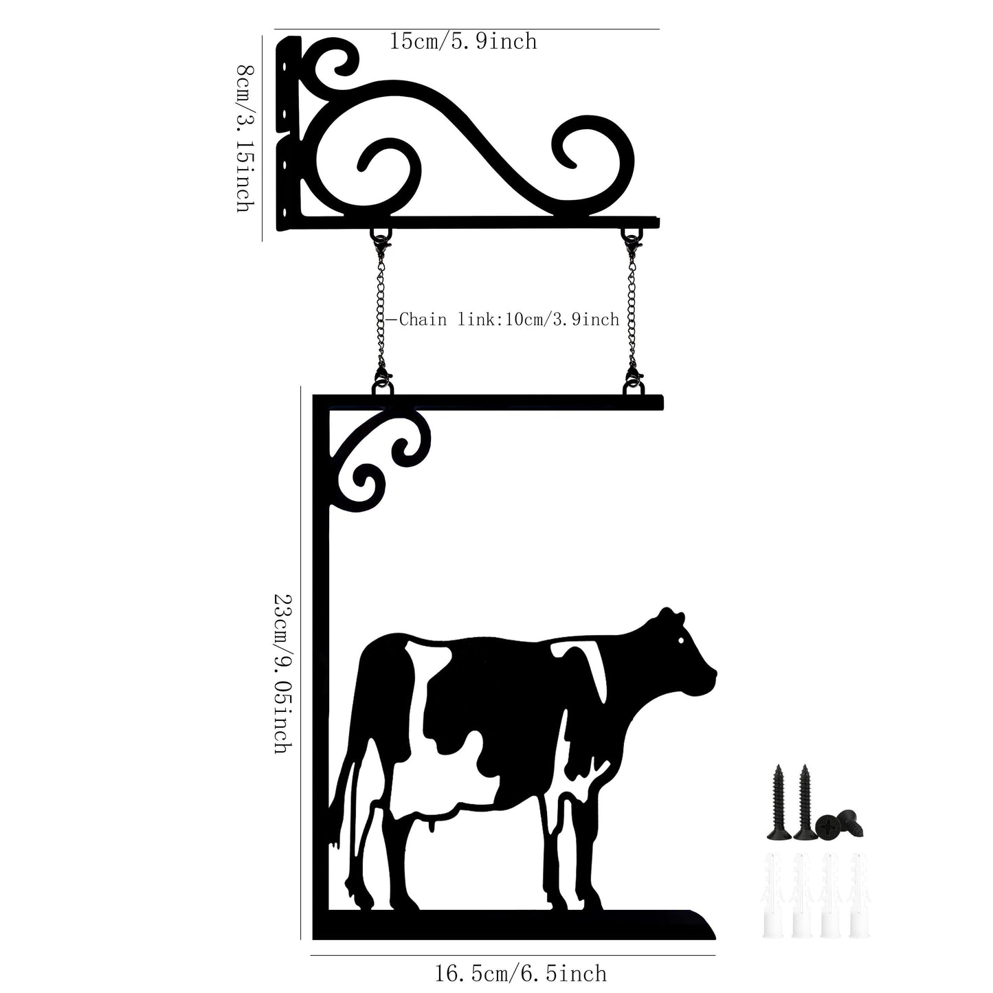 Decorate your living room, bedroom, porch, or courtyard with this unique Farm Cow Door Sign Hanging Decoration made of metal. Add a touch of creativity and charm to your space with this whimsical cow wall decoration.