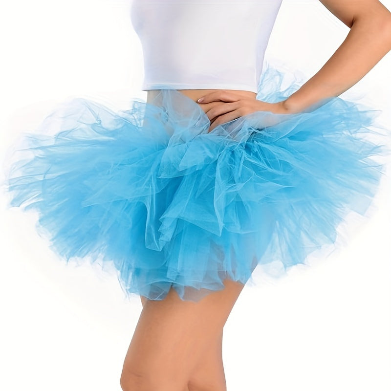 Get ready to party with this Fluffy 80s Tutu Skirt! Perfect for women and teens, this elastic waist skirt features 5 layers of tulle for an ultra-fluffy look. Ideal for Halloween, costume parties, and holiday festivities like Christmas.