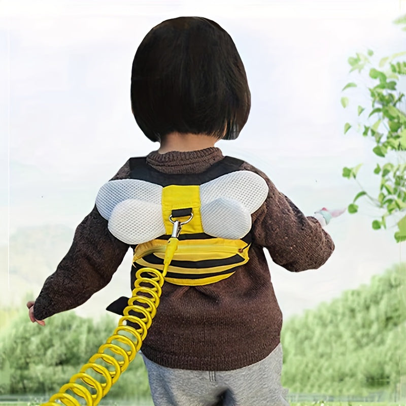 Yellow Bee Safety Harness Backpack with Wrist Link, 3-in-1 Cute Bee Design for Safe Walking. Includes Leash Storage Pocket. Perfect for Christmas, Halloween, Thanksgiving, or Mother's Day Gift.