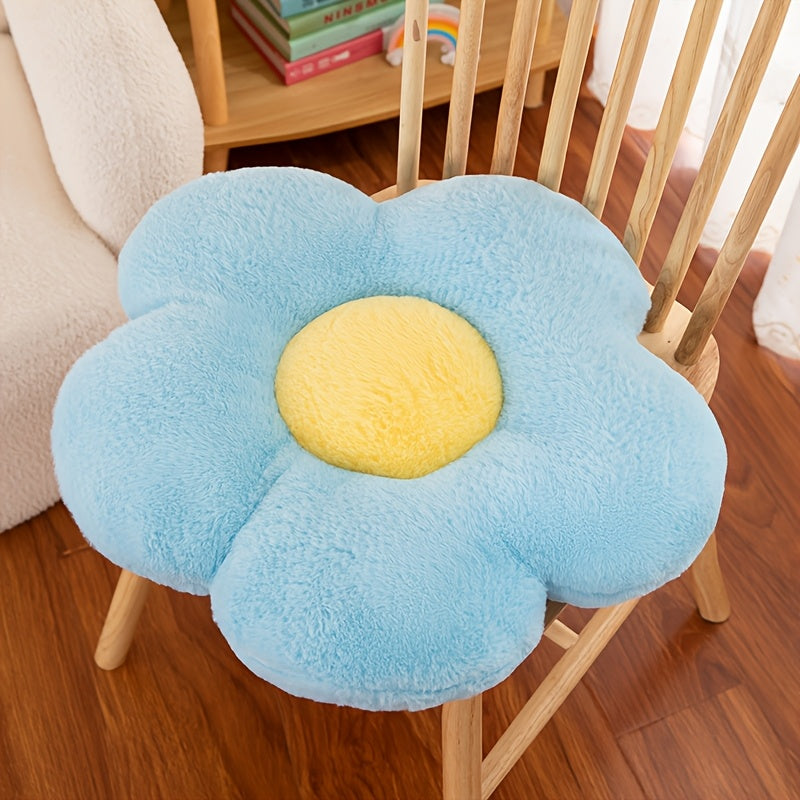 Soft, flower-shaped plush back support cushions made of polyester knit fabric in multiple colors for a cozy home, office, and car, suitable for elderly individuals.