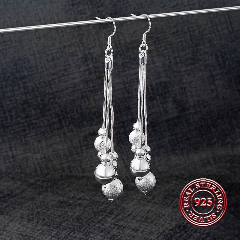 Drop earrings made of 925 sterling silver with a silvery tassel design, offering high quality and hypoallergenic jewelry for casual dating. Perfect for adding a touch of elegance to any female's outfit.