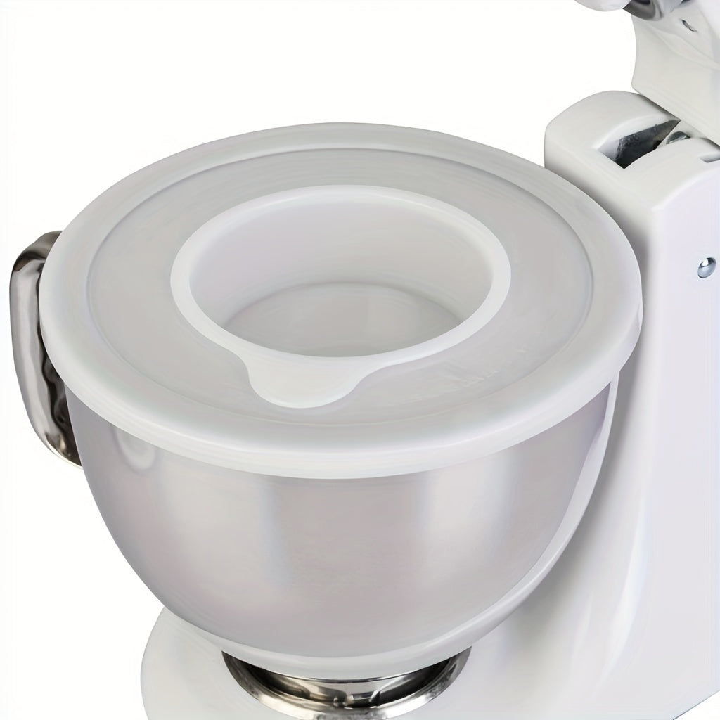 One piece of a kitchen appliance brand's 4.5-5 Quart Tilt-Head Stand Mixer Splash Guard with Dump Window, designed to prevent ingredient spills and dishwasher safe.