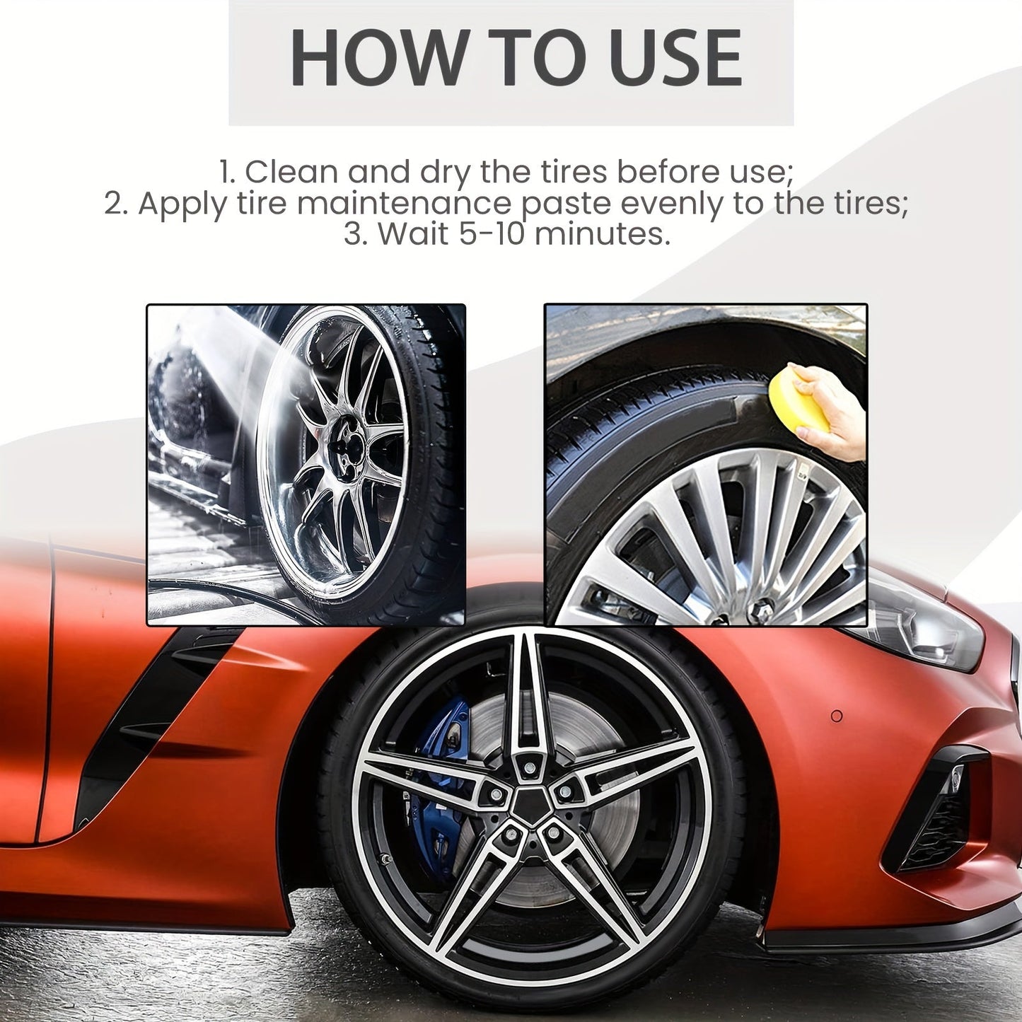 Gentle Tire Shine and Metal Cleaner, 100g - Rim Care with Sodium Hydrogen Carbonate, Residue-Free Gel Formula