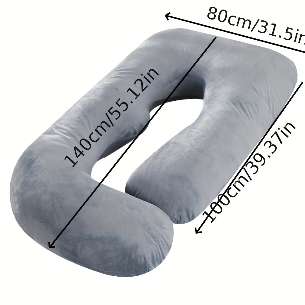 Maternity Pillow with J-Shape Design, made of Soft Crystal Fleece Material, Features Removable and Foldable Design for Easy Storage, Washable for Hygienic Support, Ideal for Abdominal and Side Sleeping Support, Perfect for Pregnant Moms during Pregnancy