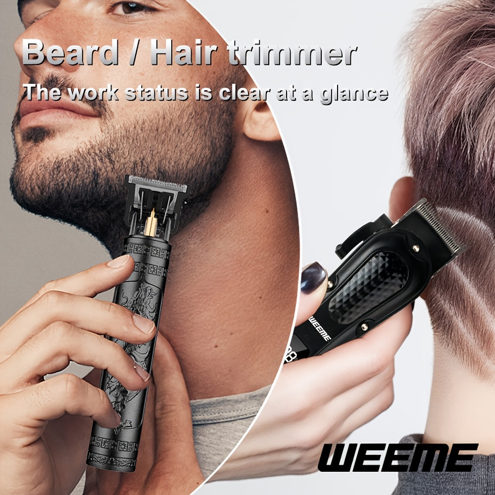 Introducing WEEME Men's Haircut Kit: USB Charging Hair Clipper Set with LCD Display. Includes Trimmer, Shaver, and T-shaped Trimmer. Perfect gift for Valentine's Day or Lunar New Year